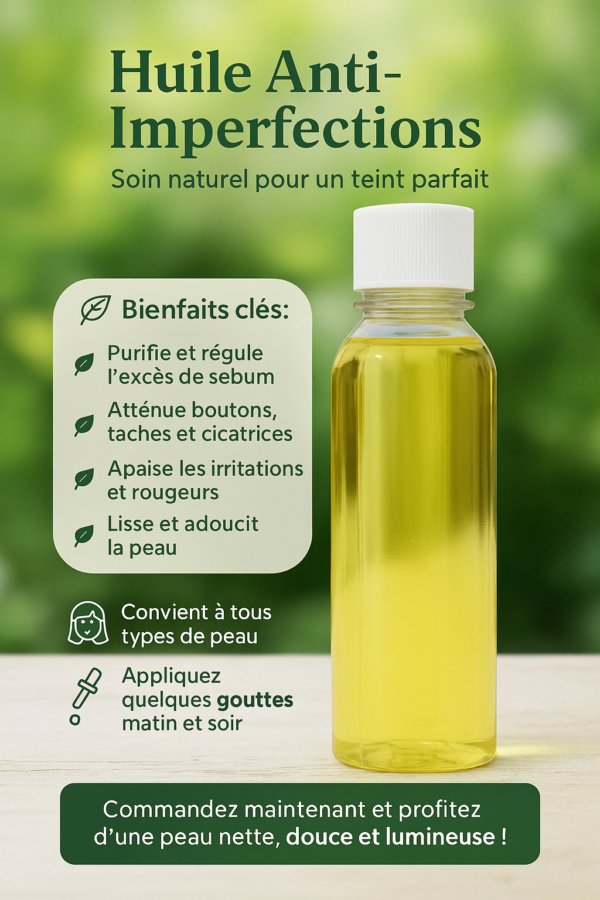 🌿 Huile Anti-Imperfections – Soin Naturel pour un Visage Parfait
