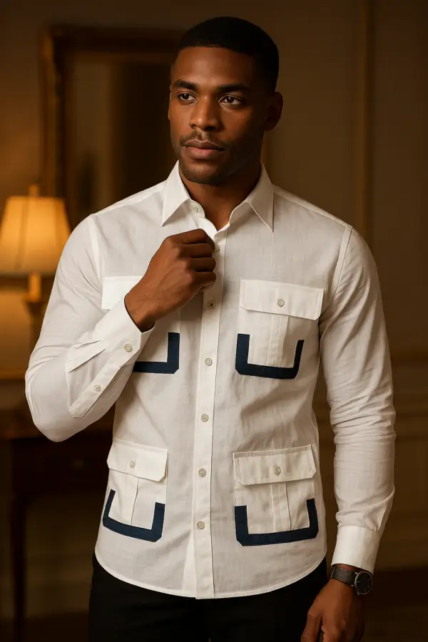 Chemise "Élégance Moderne" motif noir