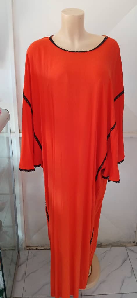 Boubou Long Orange avec foulard