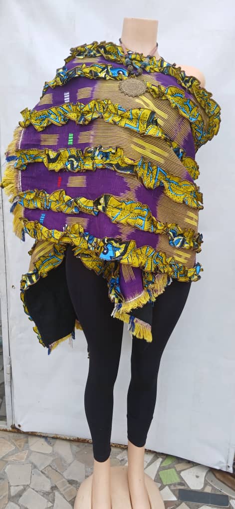 Pantcho en pagne 3-en-1 violet jaune