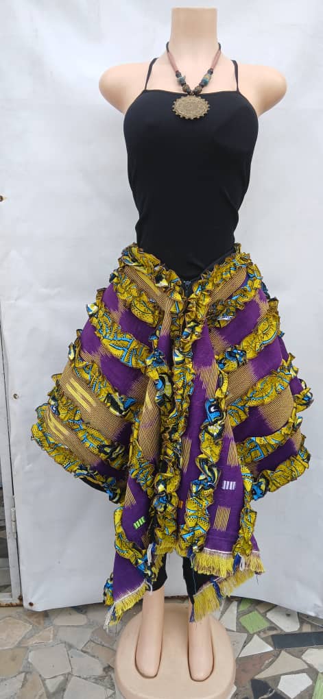 Pantcho en pagne 3-en-1 violet jaune