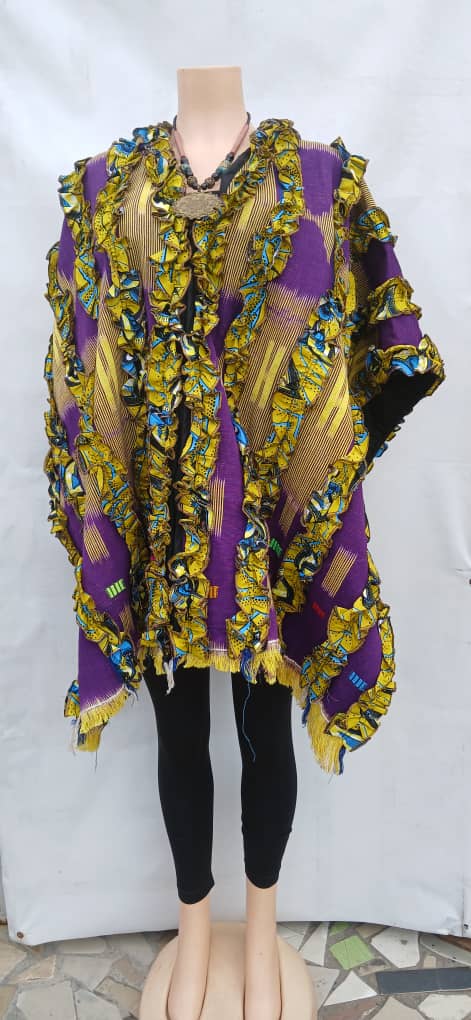 Pantcho en pagne 3-en-1 violet jaune