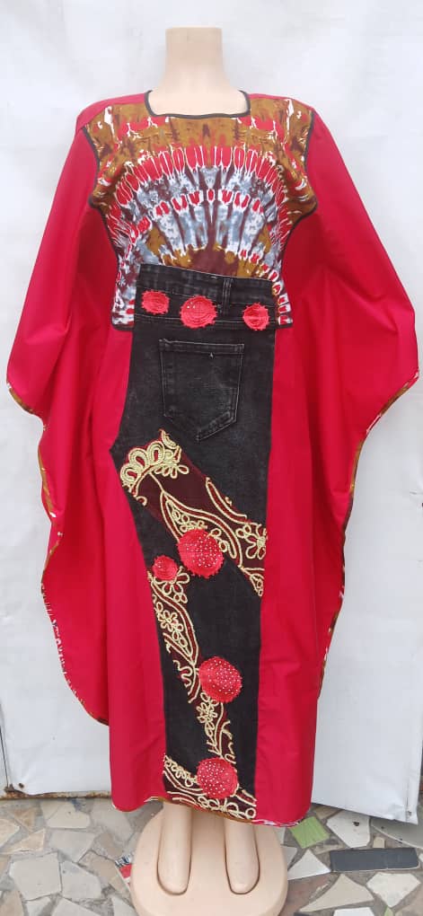 Boubou wax & jeans rouge